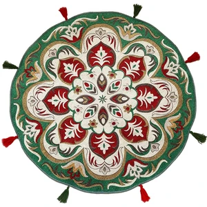 Rugs Modern Suzani Green 600 Etnik ve Çini Desen Yuvarlak Püsküllü Halı