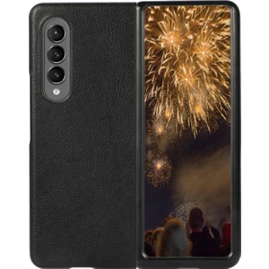 Plz Shop Samsung Galaxy Z Fold4 Siyah Iki Renkli Litchi Doku Kılıfı (Yurt Dışından)