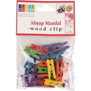 Renkli Ahşap Mandal Küçük Mini Mandal (30 Adet) Bs-99