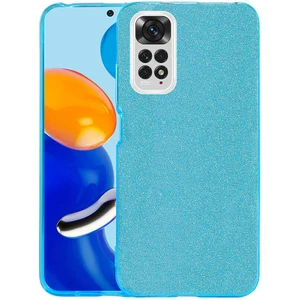Case 4U Xiaomi Redmi Note 11S / Redmi Note 11 Kılıf Kamera Korumalı Çift Katmanlı Simli Shining Silikon Arka Kapak Turkuaz