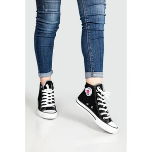 Rockstar Boğazlı Keten Converse Siyah Unisex Spor Ayakkabı 303