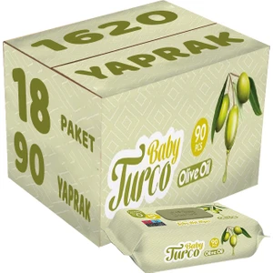 Baby Turco Islak Havlu Mendil 90 Yaprak Zeytinyağlı 18 Li Set 1620 Yaprak Plastik Kapaklı