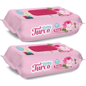 Baby Turco Islak Havlu Mendil 90 Yaprak Gül/rose 2 Li Set 180 Yaprak Plastik Kapaklı