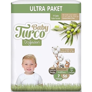 Baby Turco Doğadan Cırtlı Bebek Bezi 4'lü Fırsat Paketi 7 Numara 20-30 Kg 56 Adet