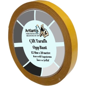 Çift Taraflı Bant Ince Şeffaf 12 mm 20 Metre 1 Adet Artlantis Resim Tablo Fotoraf Halı Yapıştırıcısı 1 Adet