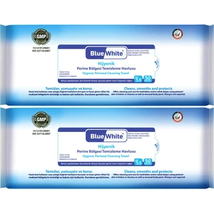 Blue White Bluewhite Yetişkin Hasta Vücut Temizleme Mendil-Havlusu (2 Li Set) 50 Yaprak Hijyenik