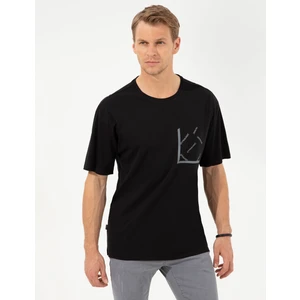 Pierre Cardin Erkek Siyah Comfort Fit Dynamic Baskılı Bisiklet Yaka Tişört 50253506-VR046