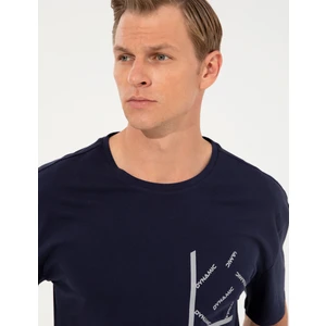 Pierre Cardin Erkek Lacivert Comfort Fit Dynamic Baskılı Bisiklet Yaka Tişört 50253506-VR033