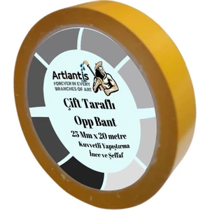 Çift Taraflı Bant Ince Şeffaf 25 mm 20 Metre 1 Adet Artlantis Resim Tablo Fotoraf Halı Yapıştırıcısı 1 Adet