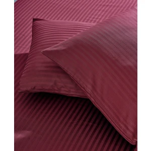 Komfort Home Çizgili Pamuk Saten Yastık Kılıfı / Bordo (2 Adet)