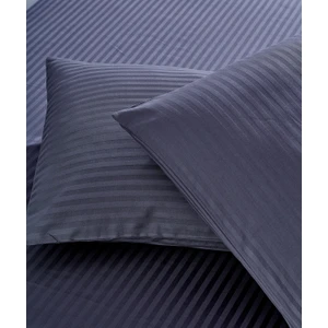 Komfort Home Çizgili Pamuk Saten Yastık Kılıfı / Antrasit (2 Adet)