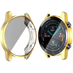 Huawei Watch Gt2 46MM Uyumlu Önü Kapalı Silikon Ekran ve Kasa Koruyucu Kılıf