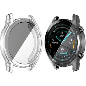 Huawei Watch Gt2 46MM Uyumlu Önü Kapalı Silikon Ekran ve Kasa Koruyucu Kılıf