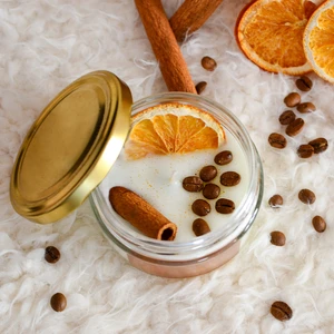 Trend Mum Terapi ve Çakra Kokulu Mum Portakal , Tarçın ve Kahve Çekirdekli  %100 Doğal Meditasyon, Aromaterapi Rituel Mum