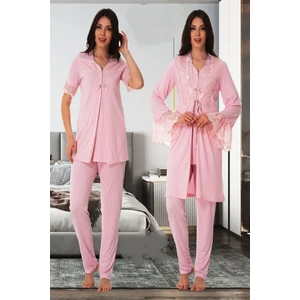 Pembe Sabahlıklı Hamile Lohusa Pijama Takımı