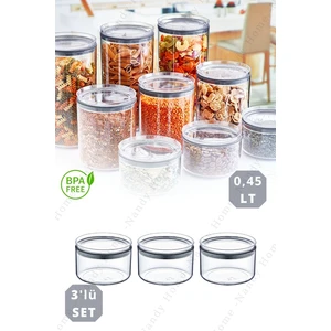 Nandy Home 0,45 Lt Sızdırmaz Kapak, Silikon Contalı Yuvarlak 3'lü Saklama Kabı Seti