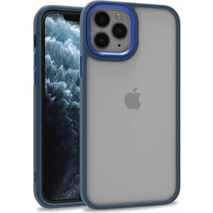 Apple iPhone 12 Pro Kılıf Flora Sert Silikon Arkası Cam Şeffaf Lacivert