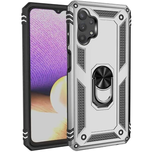 Samsung Galaxy A23 Kılıf Vega Sert Silikon Tank Standlı Yüzüklü Mıknatıslı Gümüş