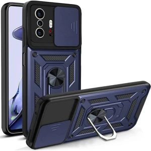 Xiaomi Mi 11T Pro 5g Kılıf Sert Silikon Tank Aramid Sürgülü Vega Yüzüklü Lacivert