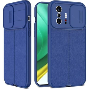 Xiaomi Mi 11T Kılıf Kamera Sürgülü Deri Dokulu Mat Silikon Lacivert