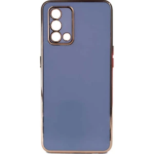 Oppo A74 4g Kılıf Bark Parlak Silikon Renkli Kenarları Rose Mavi