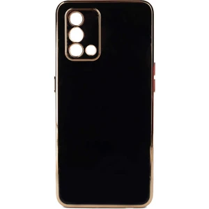 Oppo A74 4g Kılıf Bark Parlak Silikon Renkli Kenarları Rose Siyah