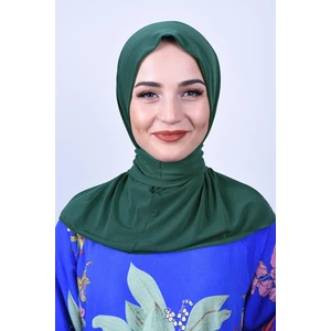 Belifanti Collection Kadın Tesettür Çıtçıtlı Bone Sandy Hijab Boyunluk Bone Zümrüt Yeşili