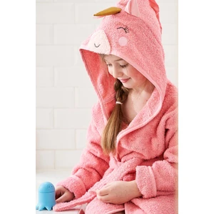 Kapşonlu Kız-Erkek Çocuk Bornozu Pamuklu-Unicorn