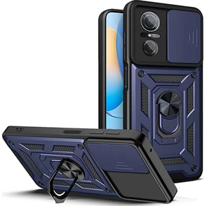 Huawei Nova 9 Se Kılıf Sert Silikon Tank Aramid Sürgülü Vega Yüzüklü Lacivert