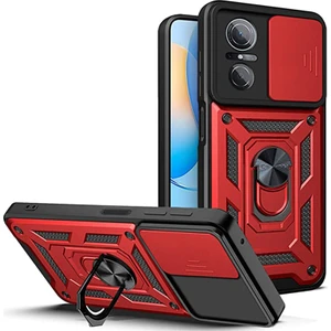 Huawei Nova 9 Se Kılıf Sert Silikon Tank Aramid Sürgülü Vega Yüzüklü Kırmızı