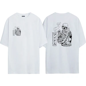 The Wert Ünisex Kuru Kafa Baskılı Beyaz Oversize Tshirt