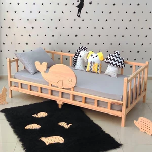 Premium Balina Montessori Yatak Doğal Çam Çocuk Karyola