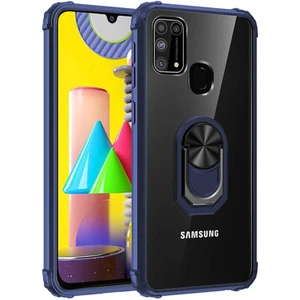 Samsung Galaxy M31 Tam Korumalı Yüzüklü Renkli Kenarlı Manyetik Mola Kılıf