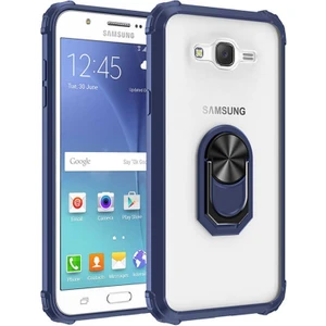 Samsung Galaxy J7 Core Tam Korumalı Yüzüklü Renkli Kenarlı Manyetik Mola Kılıf