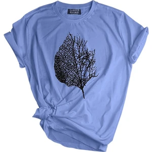 Genius Store Erkek Tişört Baskılı Outdoor T-Shirt-Yaprak Mavi