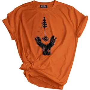 Genius Store Erkek Tişört Baskılı Outdoor T-Shirt-El Agaçturuncu