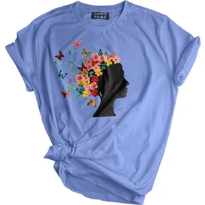 Genius Store Erkek Tişört Baskılı Outdoor T-Shirt-Kadın Çiçek Turkuaz