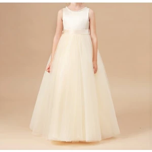 Nsmkidslife Inci Detaylı Ekru Kız Çocuk Balo Doğum Günü Mezuniyet Parti Abiye Elbise