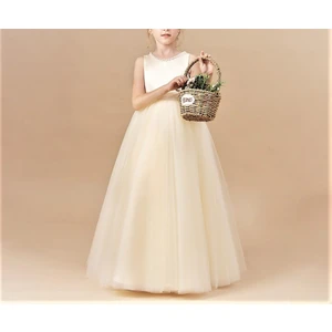 Nsmkidslife Inci Detaylı Ekru Kız Çocuk Balo Doğum Günü Mezuniyet Parti Abiye Elbise