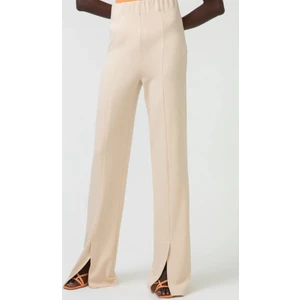 Touche-Yırtmaçlı Çelik Pantolon Bej