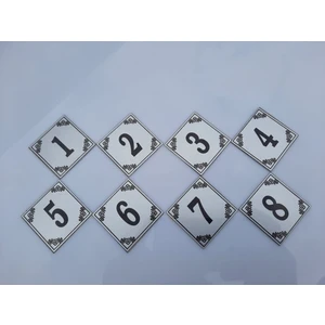 Kapı Numarası 4x4 cm Metalik Gümüş Gri Üzeri Siyah Baskı Yapışkanlı No 1'den 8'e