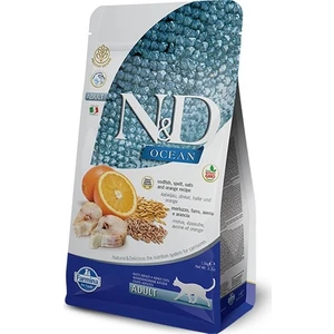 N&d Düşük Tahıllı Ocean Morina Balıklı ve Portakallı Yetişkin Kedi Maması 1 Kg. Metal Açk. Pkt.