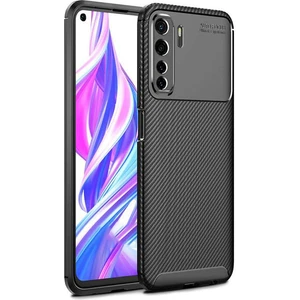 Huawei P40 Lite 5g Karbon Görünüm Negro Silikon Kılıf Kırılmaz Ekran Koruyucu