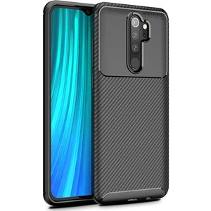 Xiaomi Redmi Note 8 Pro Karbon Görünüm Negro Silikon Kılıf Ekran Koruyucu