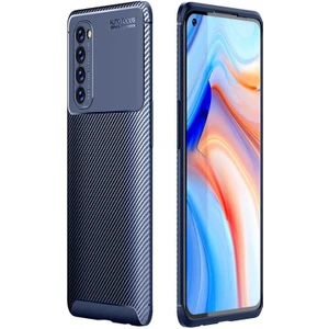 Oppo Reno 4 Pro (CPH2109) Karbon Görünüm Negro Silikon Kılıf Ekran Koruyucu