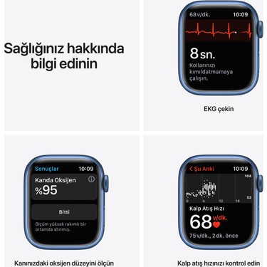Apple Watch Series 7 Gps + Cellular, 41MM Mavi Alüminyum Fiyatı