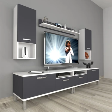 Decoraktiv Eko 5220DA Mdf Krom Ayaklı Tv Ünitesi Tv Sehpası - Beyaz -