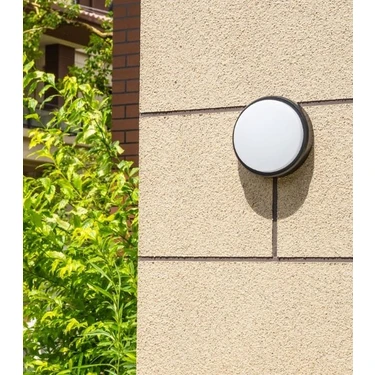 Sekatech Artos-15 15W Yuvarlak LED Nem Su Geçirmez Banyo Bahçe Modern Tavan Lambası Siyah Kasa