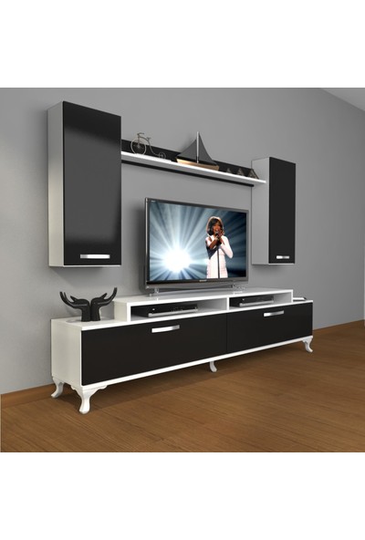 Decoraktiv Ekoflex 7 Slm Rustik Tv Ünitesi Tv Sehpası - Beyaz - Siyah
