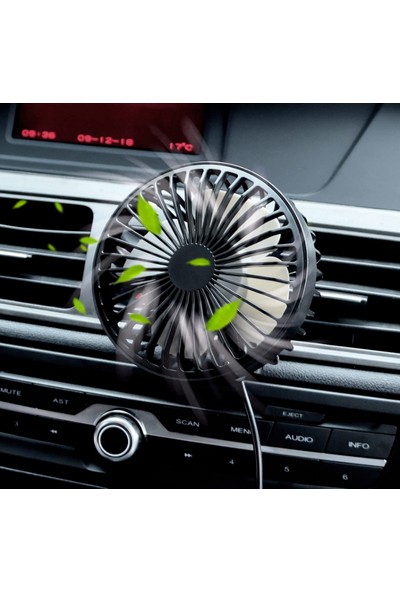 Chronus Gece Lambalı Araba Fanı USB Araç Hava Sirkülasyonu Için 360 ° Dönebilen Klipsli 3 Rüzgar Hızı Klima Soğutma Fanı (Yurt Dışından)